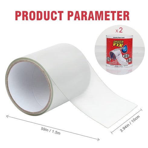 2 Rolls Clear Caulk Tape, Maveek Self Adhesive Sealant Strip 4 Inches x 5 Feet (1.65 Yards) Heavy Duty PVC Sealing Tape Waterproof for Bath Tub Shower Kitchen Wall Pipe Repair Industrial Duct Tape
