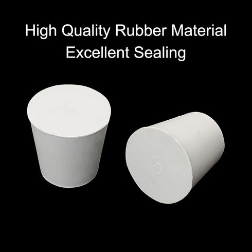 12 Pack Size 5# Solid Rubber Stoppers, Tapered Lab Seal Tube Stopper Plug, 29x22x28mm (White)