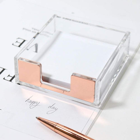 MultiBey Sticky Notes Memo Pad Holder Dispenser, Rose Gold Desk Organizer for Office