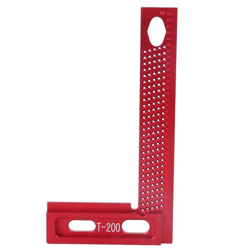 T-200 Woodworking Ruler, Aluminum Alloy L Square Ruler, Wear-Resistant Hole Measuring Tool for Carpenter Scriber