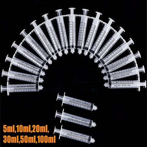 2 Pack 100ml Plastic Syringe Luer Lock, No Needle for Scientific Labs Liquid Measuring