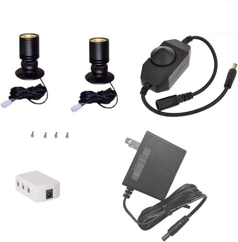 Xking Dimmable LED Mini Spotlight, 1.5W 12VDC Black Shell Fixture with Online PWM Dimmer (Pack-2, Cold White)