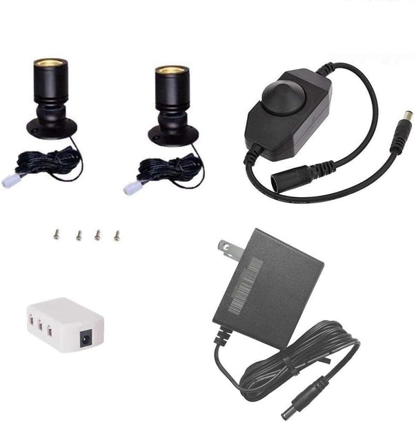 Xking Dimmable LED Mini Spotlight, 1.5W 12VDC Black Shell Fixture with Online PWM Dimmer (Pack-2, Cold White)