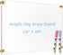 Large Clear Acrylic Dry Erase Board, 24" X 16" Non-Magnetic Frameless White Board for Wall, Includes 2 Markers
