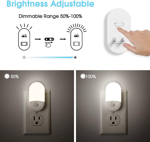 4 Pack 0.6W 5000K, 30/60lm L LOHAS LED Night Light Plug in, LED Night Light for Kids, Auto Dusk to Dawn Sensor Bright