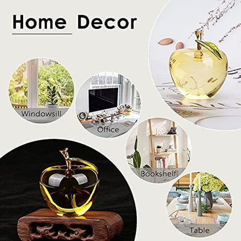 H&D Glaze Crystal Apple Paperweight Craft Decoration, Yellow