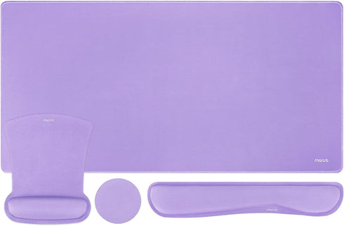 MOSISO Keyboard Mouse Pad Set, Large Gaming Mouse Pad & Wrist Rest, Ergonomic Non-Slip Mousepad for Home Office, Purple