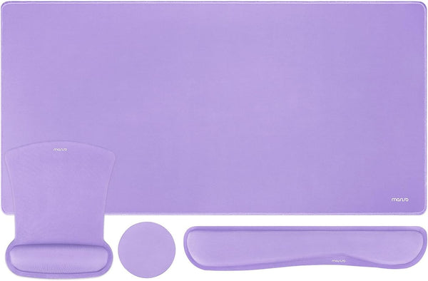 MOSISO Keyboard Mouse Pad Set, Large Gaming Mouse Pad & Wrist Rest, Ergonomic Non-Slip Mousepad for Home Office, Purple