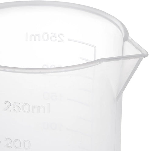 uxcell Measuring Cup 250ml PP Plastic Graduated Beaker with Handle for Lab Kitchen Liquids (5pcs)