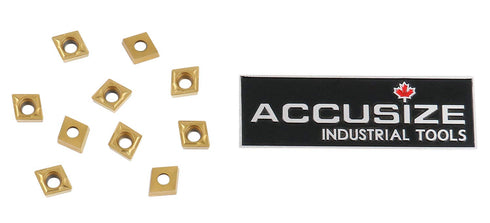 Accusize Industrial Tools CCMT21.51 - Tin Coated Carbide Inserts, 10 Pcs/Box, 2100-1008x10