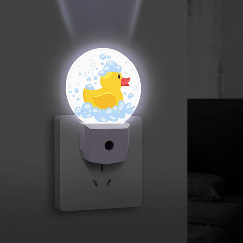 Chrobak Round LED Night Light,Cartoon Yellow Rubber Duck LED Night Light Plug into Wall with Dusk to Dawn Light Sensor
