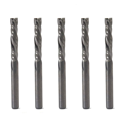OSCARBIDE 1/8" Shank Square Nose Carbide End Mills, 5-Piece Precision Set for Wood, 2-Flute CNC Router Bits