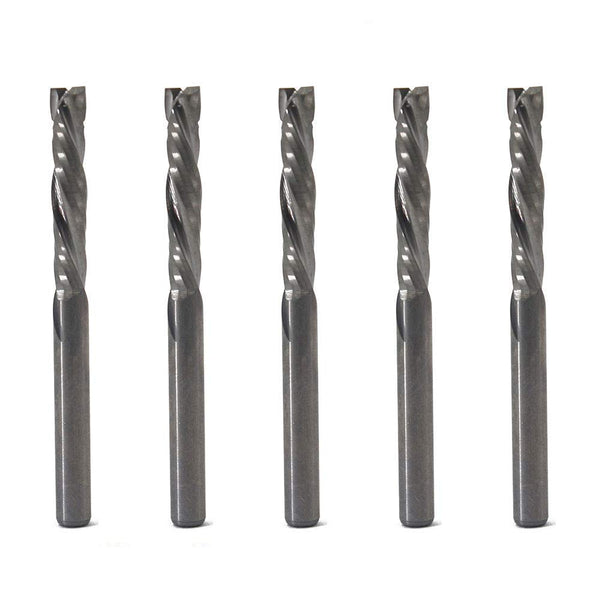 OSCARBIDE 1/8" Shank Square Nose Carbide End Mills, 5-Piece Precision Set for Wood, 2-Flute CNC Router Bits