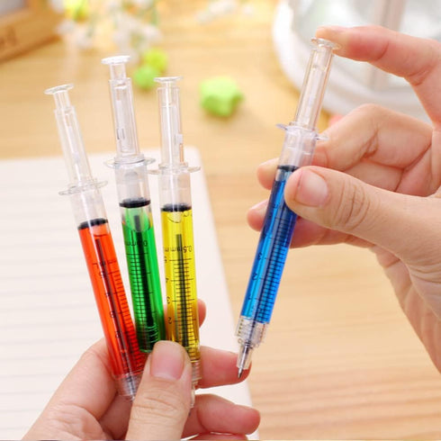Multi-Color Syringe Pen, Writes in Black Ink, Nurse Pens, Office Supplies, 24 Pieces