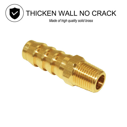 JoyTube 5 Pcs Hose Barb Fittings, 3/16" Barb to 1/8" NPT Male Thread Brass Adapter Connector with Hose Clamp