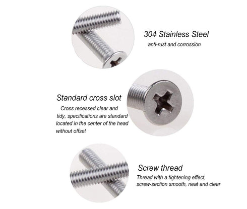 binifiMux 360pcs M3 Countersunk Flat Head Phillips Screws and Hex Nuts Kit, 304 Stainless Steel