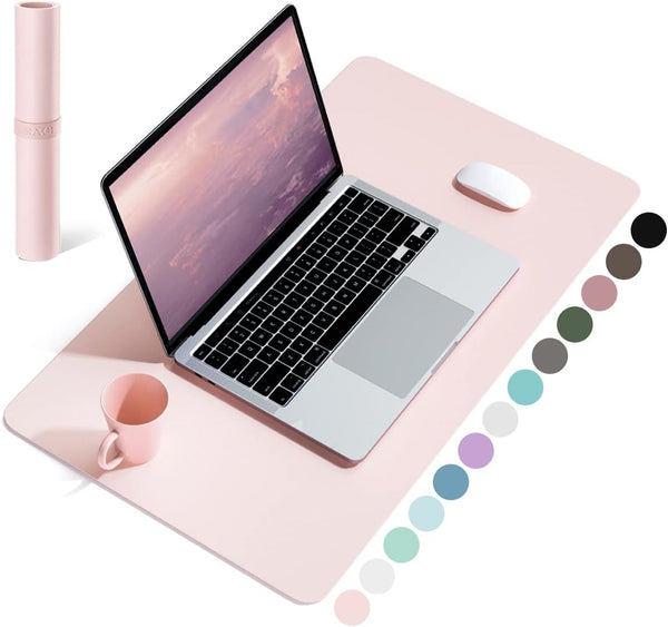 Non-Slip Desk Pad, Waterproof PVC Leather Table Protector, Ultra Thin Large Blotter for Office Work/Home (Pink)