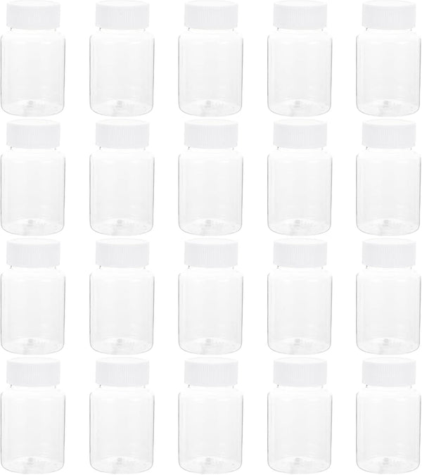 Artibetter 20 Pcs 80ml Clear Empty Plastic Medicine Bottles for Reagent Chemical Storage