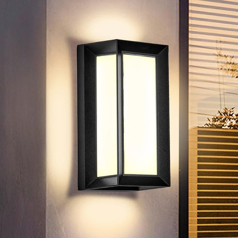 LANFU LED 18W Modern Rectangular Outdoor Wall Sconce 3000K Outside Light for