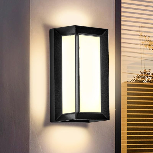 LANFU LED 18W Modern Rectangular Outdoor Wall Sconce 3000K Outside Light for