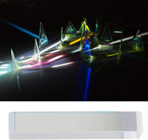 K9 (15x15x87mm) Optical Glass Triangular Prism Crystal Rainbow Maker for Physics Education, Light Spectrum, Photo