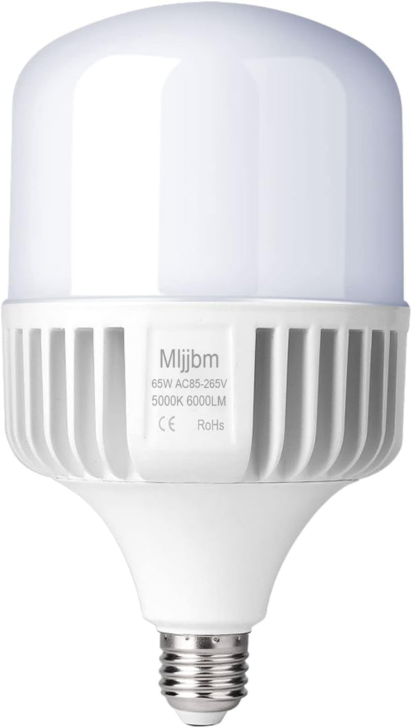 400W-500W Equivalent LED Light Bulb, 6000 Lumen, 5000K Bright Daylight, E26/E27 Medium Base for Large Areas