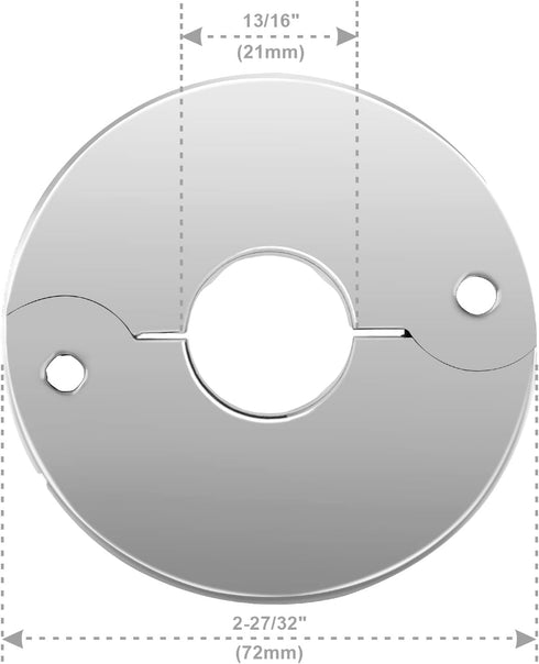 Plumbing Cover Plates, Escutcheon plate, Stainless Split Flange, Hinged Floor and Ceiling Plates for than 21mm Dia Pipe (Fits 1/2 Inch IPS), Chrome Finish, 2 PCS