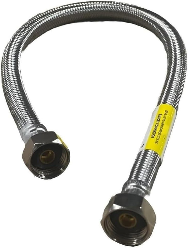 EZ-Fluid 16-Inch 1/2" FIP X 1/2" FIP Stainless Steel Braided Faucet Supply Line Connector