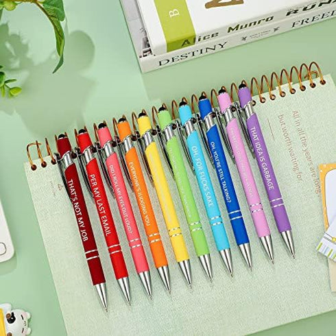 Eersida 40 Pcs Snarky Office Pens, Funny Insulting Ballpoint Pens with Macaron Touch Stylus for Office Use