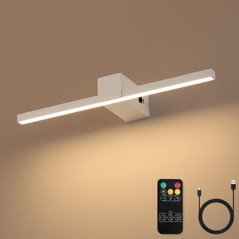 White Battery Operated Picture Light with Remote,Wireless Gallery Lights White 15.7 inch