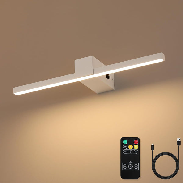 White Battery Operated Picture Light with Remote,Wireless Gallery Lights White 15.7 inch