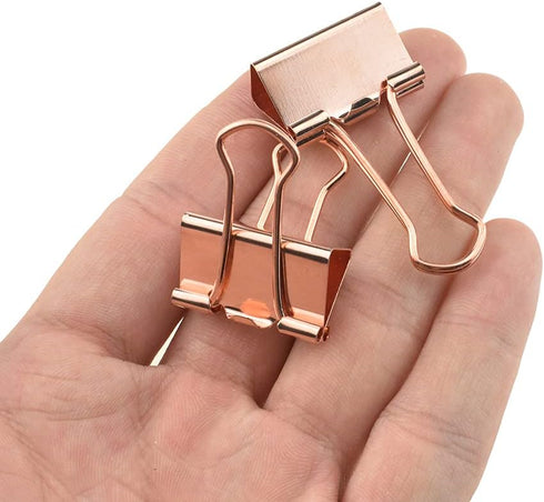 HAHIYO 25 Pack Binder Clips, Heavy Duty Paper Clamps with Sturdy Grip, Rose Gold Metal Finish for Home Office