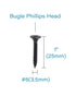 100pcs #6 x 1 Flat Head Phillips Drywall Screws, Carbon Steel 1022A, Black Phosphate