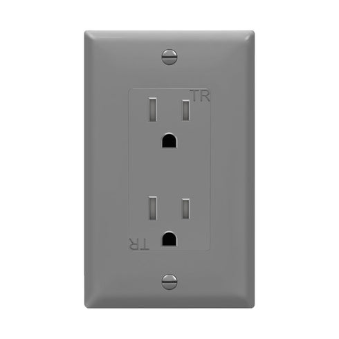 ENERLITES Decorator Receptacle Outlet with Wall Plate, Tamper-Resistant, 15A 125V, Gray