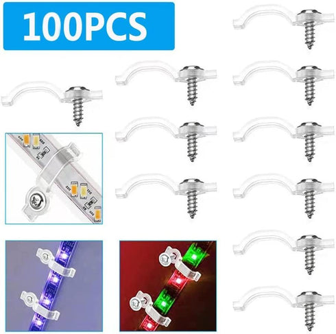 WokHok 100 Pack 10mm IP65 5050 Fixing,100 Strip Light Mounting Bracket,Transparent Fixing Clips for Wide Waterproof LED