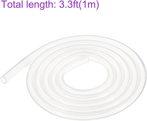 DMiotech 5/32" ID 1/4" OD 3.3 Feet Clear Silicone Tube for Water Air Pump