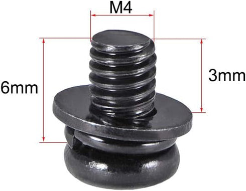 uxcell M4 x 6mm Carbon Steel Phillips Pan Head Machine Screws - 50pcs with Spring Washer and Plain Washers