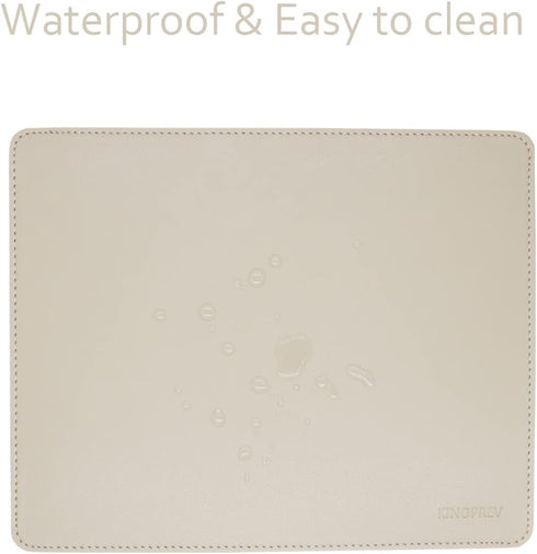 Leather Mouse Pad, Wood Mouse Pad with Stitched Edge, Waterproof Gaming Mouse Pad for Computers, 10.2" x 8.3", Beige