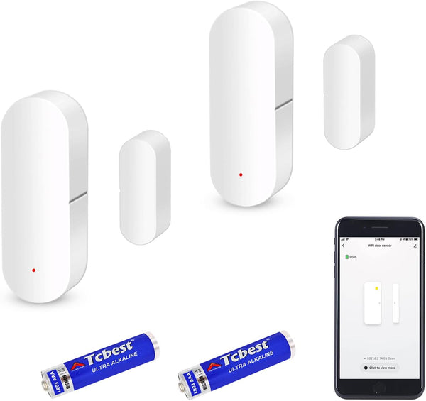 WiFi Door Sensor, Smart Window Contact Sensor for Home Security, Compatible with Alexa and Google Assistant, 1 Pack