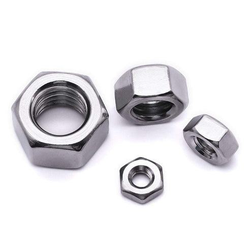 3/8"-16 Stainless Steel Hex Nuts - Bright Finish, 304 Stainless Steel 18-8 - 25 PCS