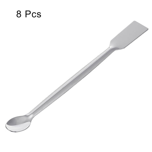 MECCANIXITY Micro Lab Spoons Mixing Spatula, 5.91" Silver Stainless Steel Pack of 8
