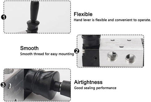 JIUWU 4H210-085 Way Pneumatic Air Hand Lever Operated Valve, Manual Control Valves Port 1/4 Inches
