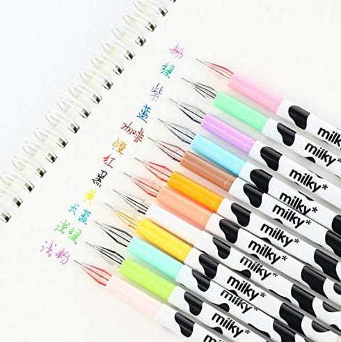sencoo 12 Pack Colorful Cute Diamond Gel Pens, Candy Color Milky Cow Pens Set for Writing Kawaii Stationery