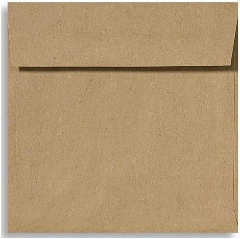 LUXPaper Square Invitation Envelopes, Peel & Press, 6 1/2" x 6 1/2", Grocery Bag Brown, 50 Qty