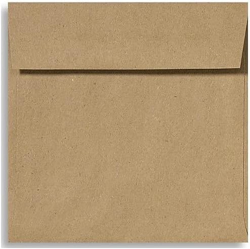 LUXPaper Square Invitation Envelopes, Peel & Press, 6 1/2" x 6 1/2", Grocery Bag Brown, 50 Qty