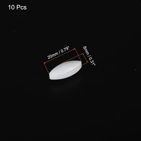MECCANIXITY Magnetic Stirrer Mixer Stir Bar Rod 20mm(0.79") x8mm Olive Shape PTFE Coating Magnet White for Laboratory 10Pcs