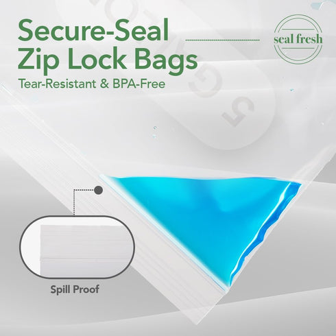 5 18" 24" (15 Count) Seal Fresh Gallon Large Plastic Storage Bags x Reusuable XXL Extra Large Heavy Duty Clear Jumbo