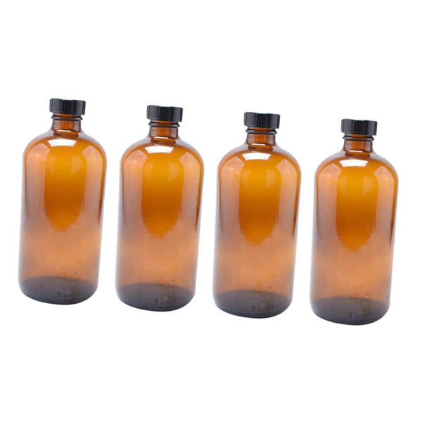 Zerodeko 4pcs Mouthwash Dispenser Candy Jar Refillable Brown Glass Bottles Round Lid
