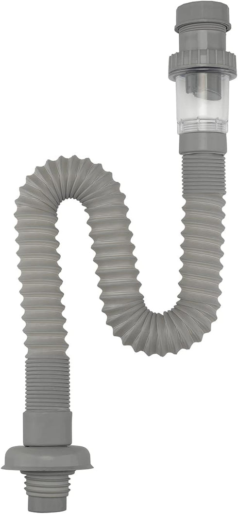 1-1/4" Expandable Flexible Universal Drain, Odor Resistant Wash Basin S Tube Down Tube P Trap (Grey)