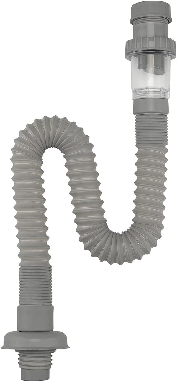 1-1/4" Expandable Flexible Universal Drain, Odor Resistant Wash Basin S Tube Down Tube P Trap (Grey)